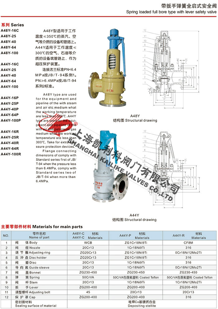 A44Y、A48Y蒸汽管道安全閥說明書